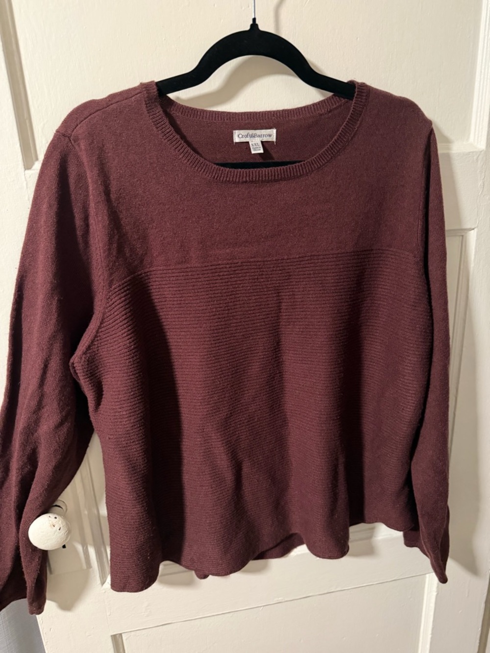 Women’s XXL Craft & Barrow Crewneck Acrylic Sweater Deep Burgundy Comfy Cozy